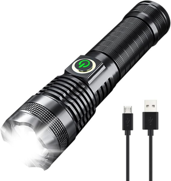 Handheld Flashlight with 26650 Rechargeable Batteries